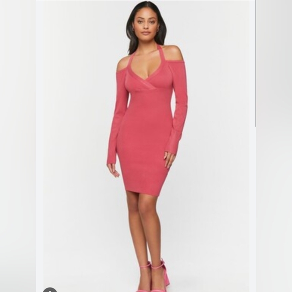 NWT Gauze Surplice Halter Mini Dress - Picture 3 of 6